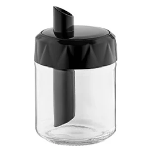 1 ADET Siyah Kapaklı Toz-Dökme Şekerlik - Akıtmalı Şekerlik, Cam Şekerlik - 180 ml