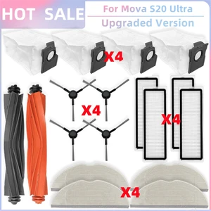 Dreame Mova S20 Ultra Vakum Parçaları Ana Silindir Yan Fırça Hepa Filtre Paspas Bezi Toz Torbası Aksesuarları (Yurt Dışından)