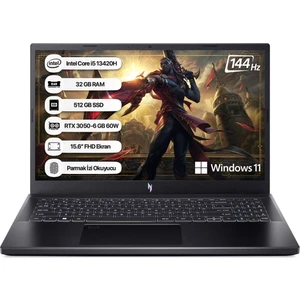 Nitro V15 NH.QNCEY.002-32 i5-13420H 32GB 512GB SSD RTX3050-6GB 15.6" Fhd 144Hz Windows 11 Home Taşınabilir Bilgisayar