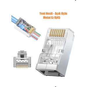 50 Adet Yeni Nesil (Açık Uçlu) Metal RJ45 Soket Ez Plug Cat6 Jack
