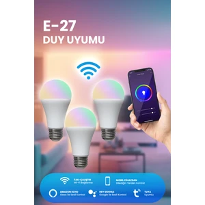 AS8229 CW 3 Lü Set Akıllı Wifi LED Lamba Tuya Destekli Ampül 9W