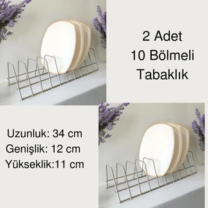 2'li Tabaklık Rafı- Tencere Kapak Düzenleyici-Tabak Kurutmalık -10 Bölmeli Stand