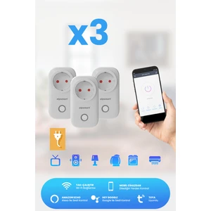 AS816 EU 3 lü Set Wifi Akıllı Priz Uzaktan Kontrollü Tuya Destekli 16A