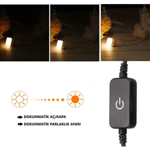 Amber LED Dc 12-24V Dokunmatik Aç-Kapa Dim Edilebilir (Parlaklık Ayarı Yapılabilir) Anahtar, Şerit Led, Modül Led uyumlu