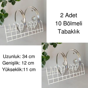 2'li Tabaklık Rafı- Tencere Kapak Düzenleyici-Tabak Kurutmalık -10 Bölmeli Stand