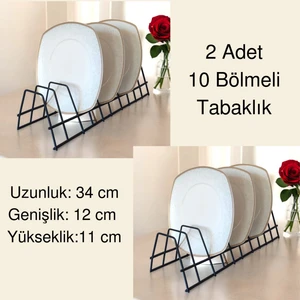 2'li Tabaklık Rafı- Tencere Kapak Düzenleyici-Tabak Kurutmalık -10 Bölmeli Stand