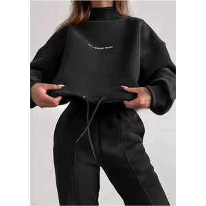 Kadın 3 Iplik Siyah Storm Baby Baskılı Alt Üst Eşofman Takım