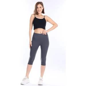 Tight Lady Süper Kalite Füme Penye Pamuklu Likralı Diz Altı Kapri Tayt Yüksek Bel