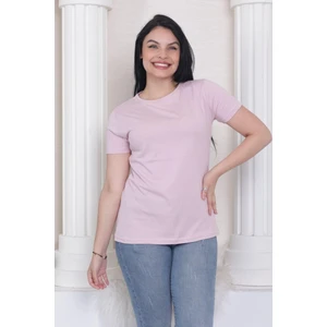 Tight Lady %100 Pamuk Süper Kalite Kadın Tişört Düz Renk Pembe Bisiklet Yaka Organik Pamuk Penye T-Shirt
