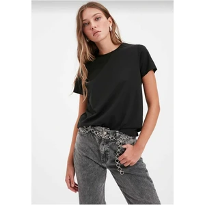 Tight Lady %100 Pamuk Süper Kalite Kadın Tişört Düz Renk Siyah Bisiklet Yaka Organik Pamuk Penye T-Shirt