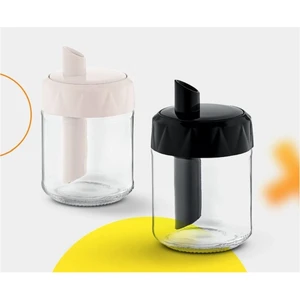 1 ADET Beyaz Kapaklı Toz-Dökme Şekerlik - Akıtmalı Şekerlik, Cam Şekerlik - 180 Ml