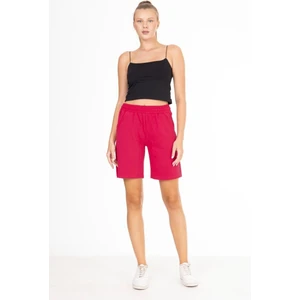 x Serüven %100 Pamuk Kadın Fuşya 2 Iplik Cepli Şort