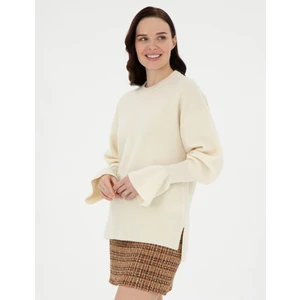 Pierre Cardin Kadın Ekru Regular Fit Yün Kazak 50296484-VR019
