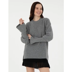 Pierre Cardin Kadın Gri Melanj Regular Fit Yün Kazak 50296484-VR086