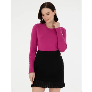 Pierre Cardin Kadın Fuşya Slim Fit Basic Kazak 50290566-VR023