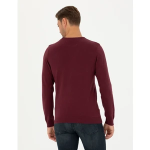 Pierre Cardin Erkek Bordo Slim Fit Bisiklet Yaka Basic Triko Kazak 50270179-VR014