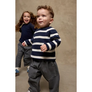 Çizgili Triko Kazak Lacivert