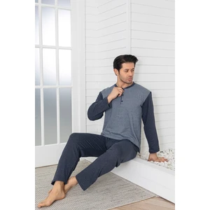 Sude Homewear Erkek Füme Çizgili Uzun Kol Pijama Takımı
