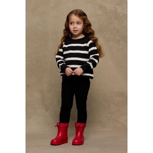 Çizgili Triko Kazak Siyah