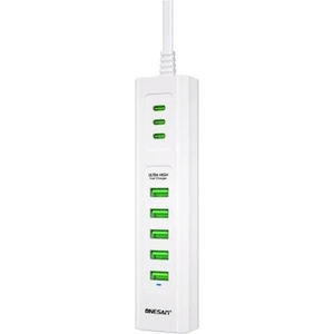 Onesam U04 24W Ultra Hızlı Masa Üstü Şarj Adaptörü 5 USB + 3 Type-C