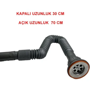 Karen Banyo Metal Süzgeçli Körüklü Lavabo Mutfak Sifonu Lavabo Gider Borusu 70 cm