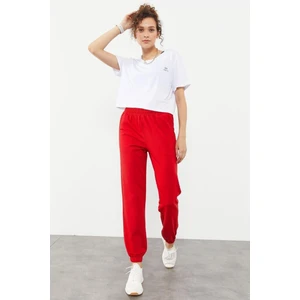 Kadın Kırmızı Lastikli Paça Klasik Eşofman Alt