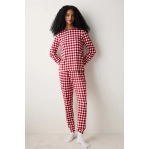 Red Gingham Termal Kırmızı Pijama Takımı
