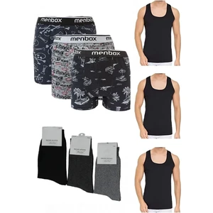 Toplam 9 Parça Atlet - Boxer - Çorap Takımı 3 Boxer 3 Atlet 3 Çorap