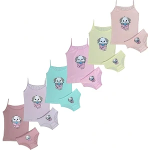 Kız Çocuk İp askılı Atlet Külot Takım 
 (cepten çıkan köpek)