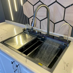 Lavello Style 2024 Ultra Teknolojik/akıllı Evye Dijital Göstergeli, Çift Bataryalı, Şelaleli Evye Seti