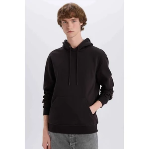 Regular Fit Kapüşonlu Kanguru Cepli İçi Yumuşak Tüylü Basic Düz Sweatshirt X8283AZ24AU