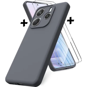 M.TK Moveteck Xiaomi Redmi Note 14 Kılıf Kamera Korumalı Renkli Yumuşak Mat Silikon + 9h Ekran Koruyucu Cam Set 2in1