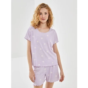 Lcw Young Bisiklet Yaka Çiçekli Kadın Şortlu Pijama Takımı