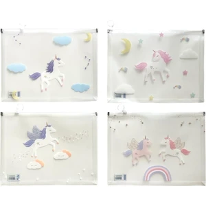 Unicorn Desenli Fermuarlı A4 Dosya 4'lü Set