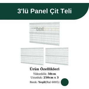 3 'lü Panel Çit Teli 50X250 cm Çift Telli Avantaj Paketi (7,5 Metre)