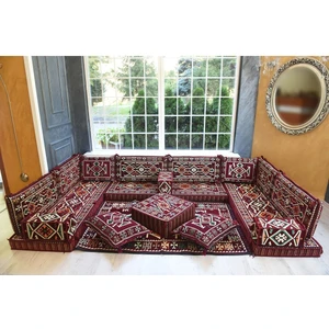 Bakırözü Home Şark Köşesi Takımı Konsepti Bordo Anadolu Modeli Koltuk Takımı Sünger Dahil (18 Parça)