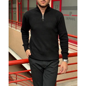 Erkek, yarım fermuar, dik yaka, kışlık, triko örme, Old Money Culture, kazak PLTK06