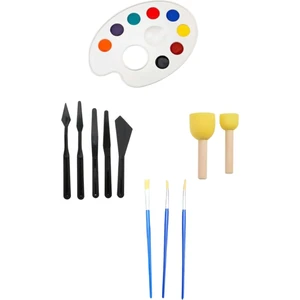 Oyun ve Sanat 3 Fırça, Resim Paleti, Ponpon Fırça, Yağlı Boya Spatula (Spatül, Pon Pon)
