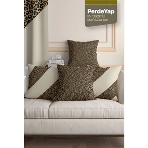 Perdeyap Leopar Desenli 4'lü Dijital Baskılı Kırlent Kılıfı 43 x 43 cm