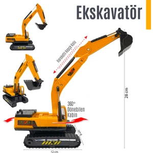 Oyuncak Ekskavatör Kepçe Iş Makinası Sürtmeli