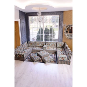 Bakırözü Home Şark Köşesi Takımı Gri Anadolu Modeli 18 Parça (20  cm  Minder Kalınlığı)