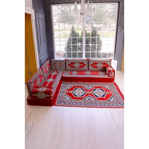 Bakırözü Home Şark Köşesi Takımı Kırmızı Yahyalı  Modeli 10 Parça (20  cm  Minder Kalınlığı)