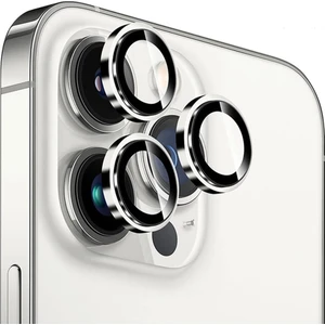 Apple iPhone 14 Pro / 14 Pro Max Ile Uyumlu Darbeye Dayanıklı Mekanizmalı Safir Kamera Lens Koruyucu Beyaz