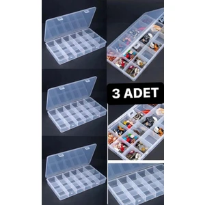 3 Adet 18 Bölmeli Şeffaf Kolye Yüzük Takı Kutusu Dişçi Ürünler Organizer Düzenleyici Kutu