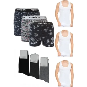 Toplam 9 Parça Atlet - Boxer - Çorap Takımı 3 Boxer 3 Atlet 3 Çorap