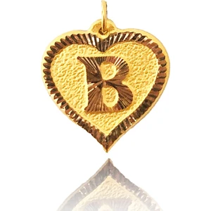 0.25 Gram 14 Ayar B Harfi Kalp Kolye Ucu