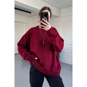 Bisiklet Yaka Basic Orijinal Kazak Bordo