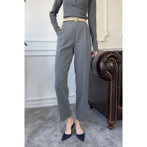 Kumaş Havuç Pantolon- Füme