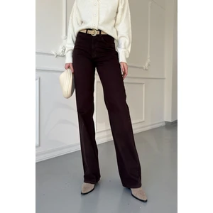 Orijinal Boru Paça Pantolon- Kahverengi