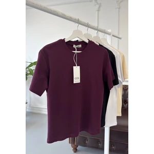 Kısa Kol Orijinal Basic Tshırt- Bordo